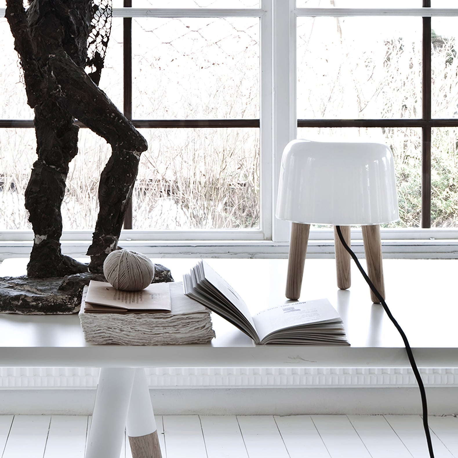 GlowPod Wood Milk Table Lamp-Neutral Decor