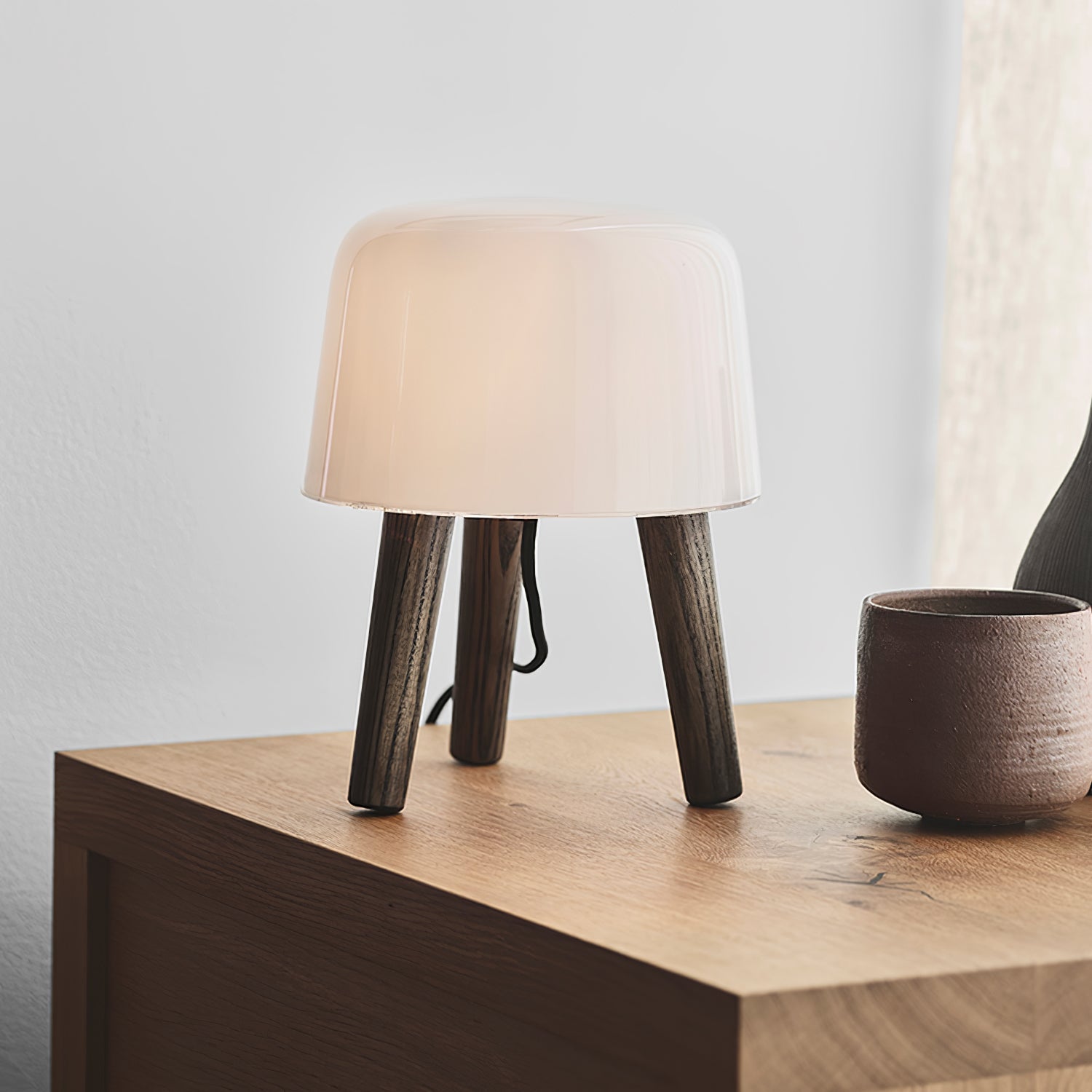 GlowPod Wood Milk Table Lamp-Neutral Decor