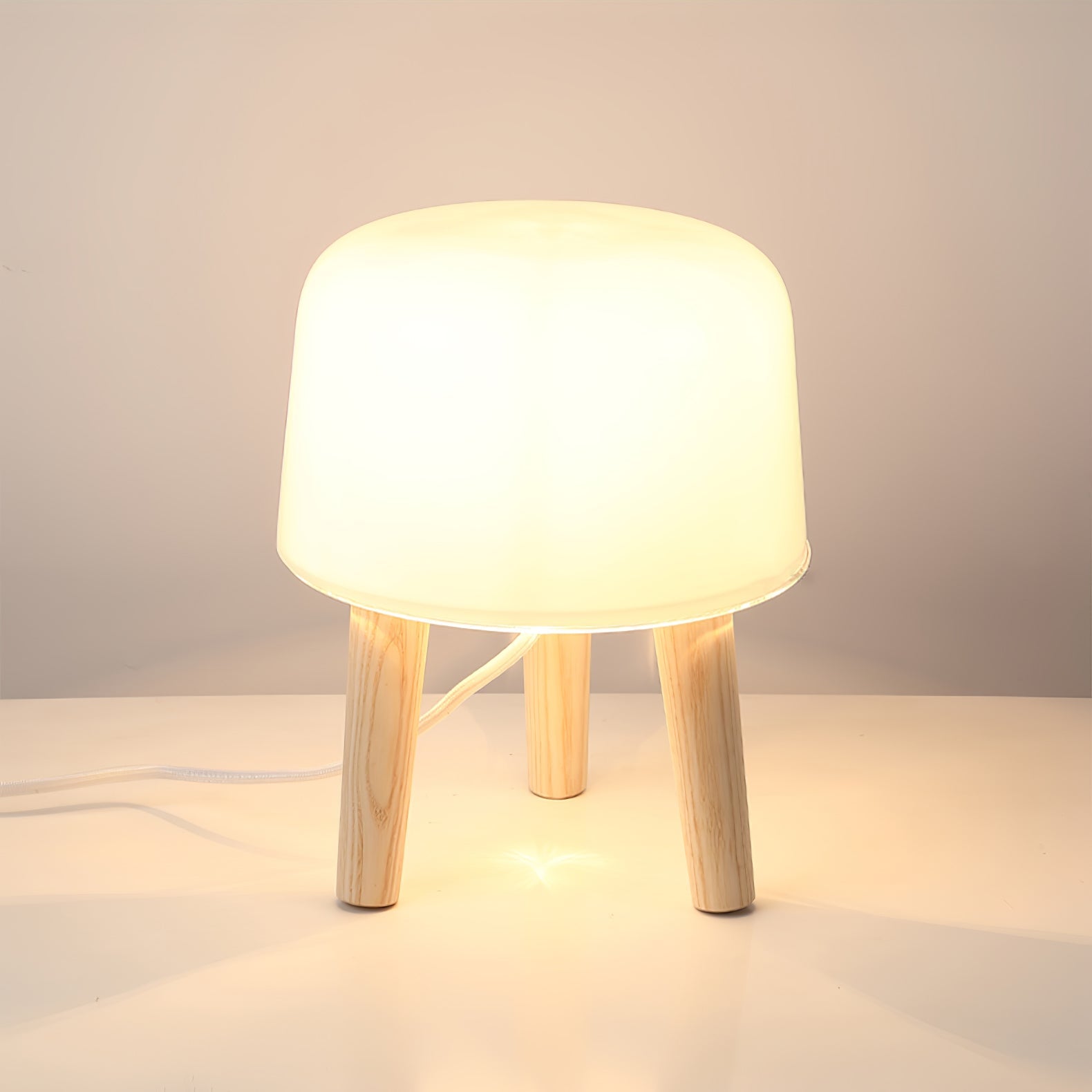 GlowPod Wood Milk Table Lamp-Neutral Decor