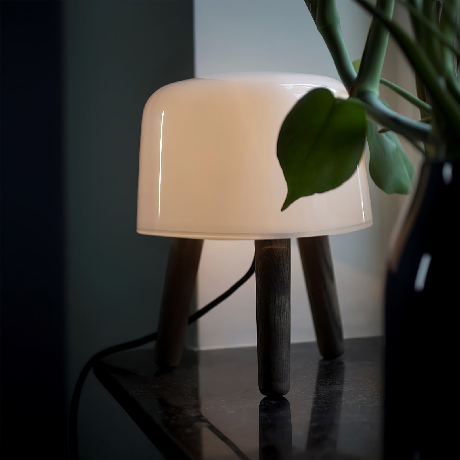 GlowPod Wood Milk Table Lamp-Neutral Decor