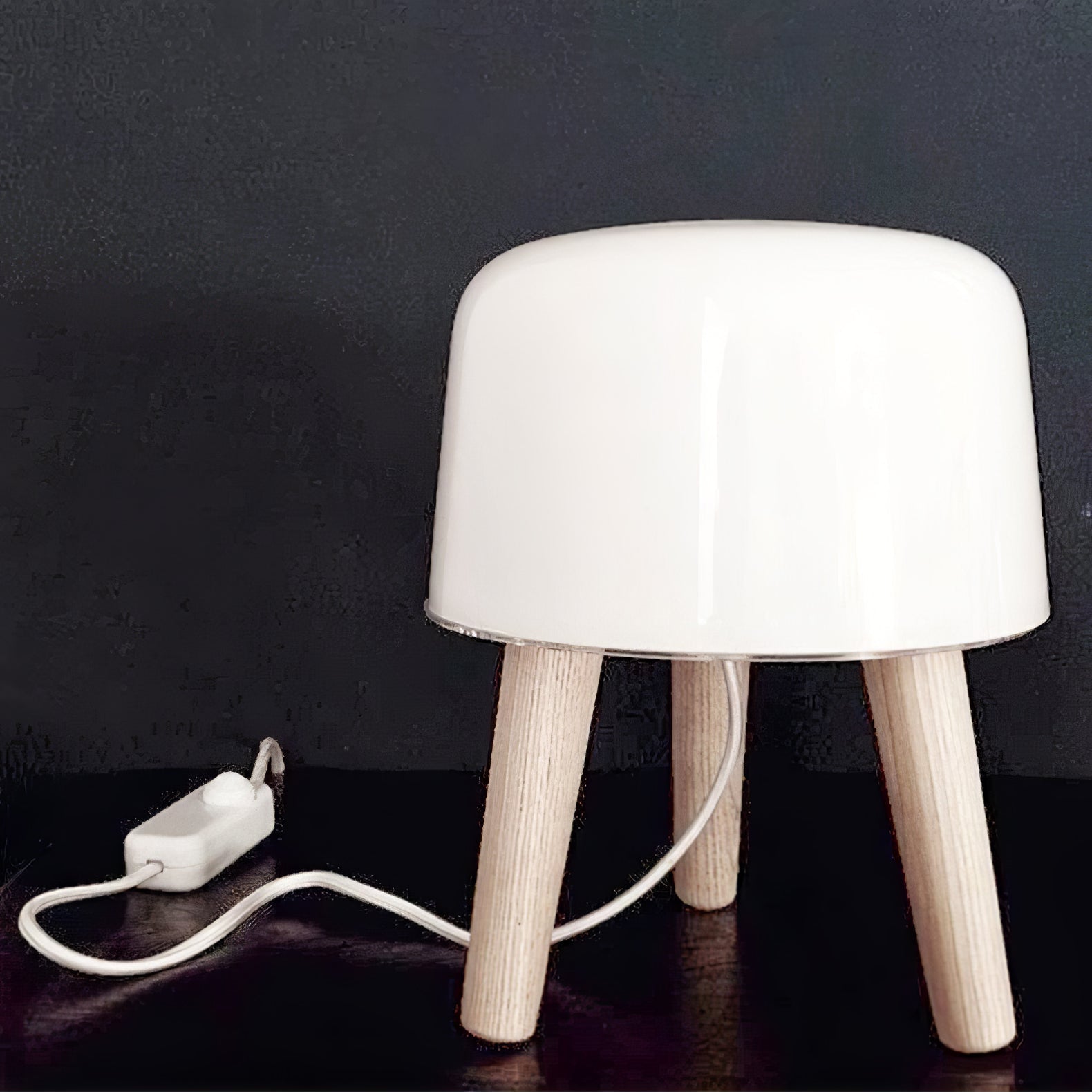 GlowPod Wood Milk Table Lamp-Neutral Decor
