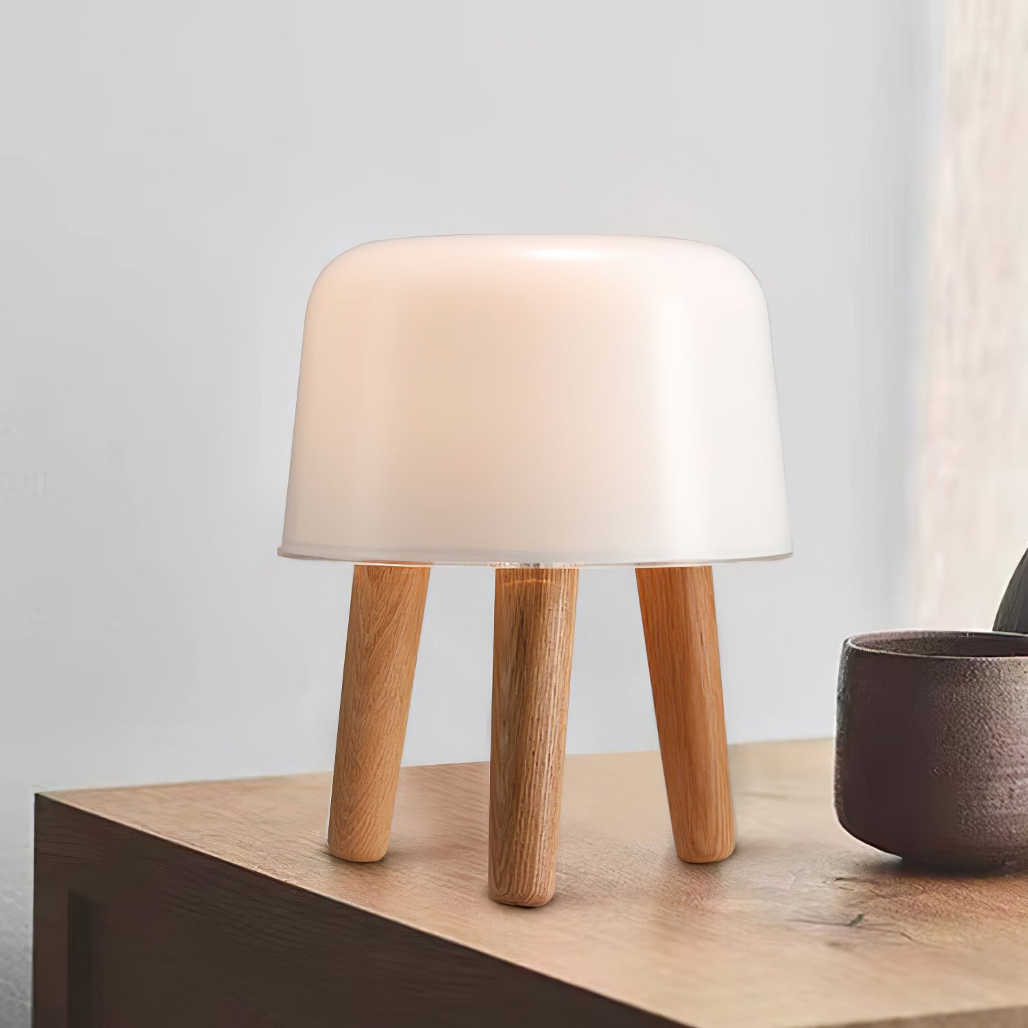 GlowPod Wood Milk Table Lamp-Neutral Decor
