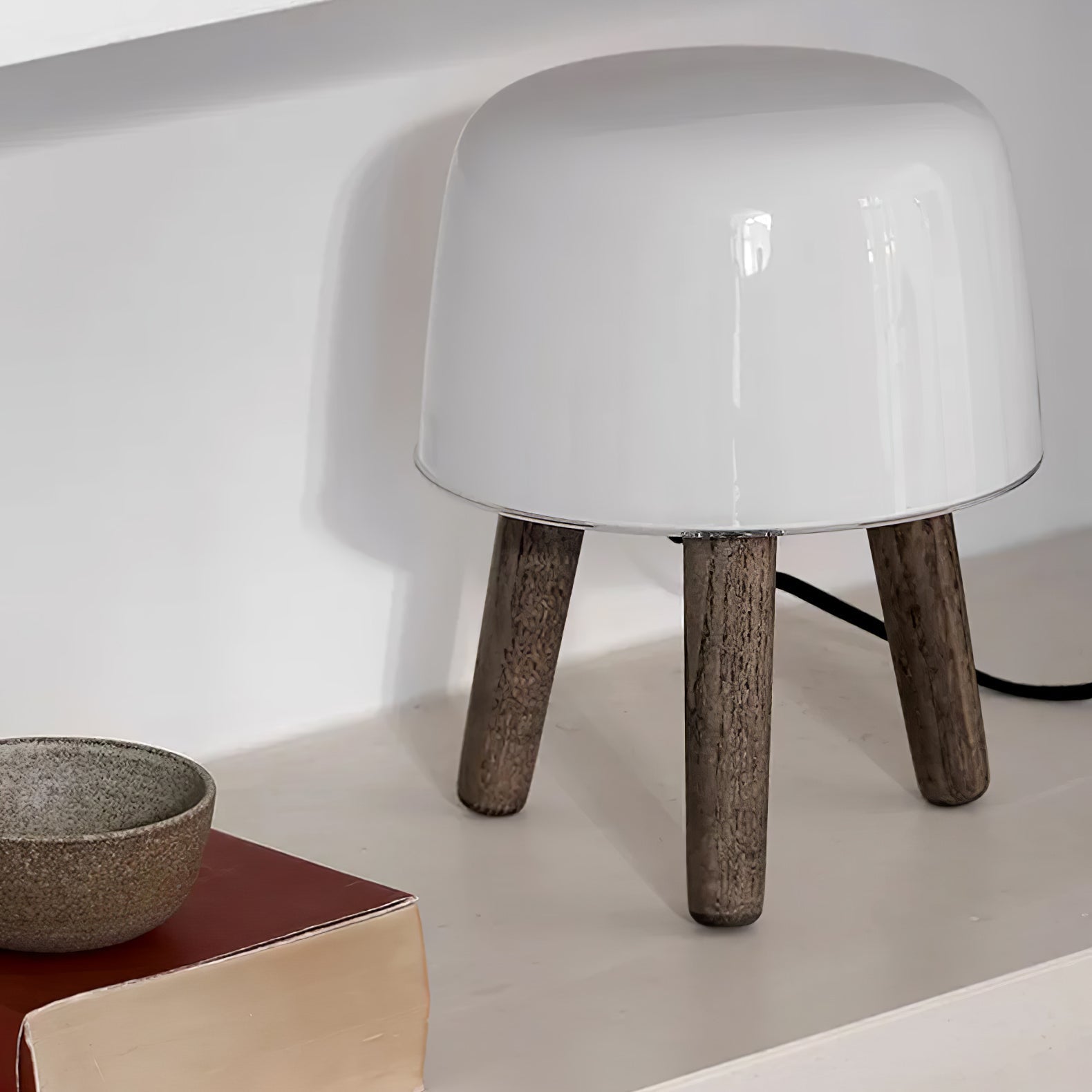 GlowPod Wood Milk Table Lamp-Neutral Decor
