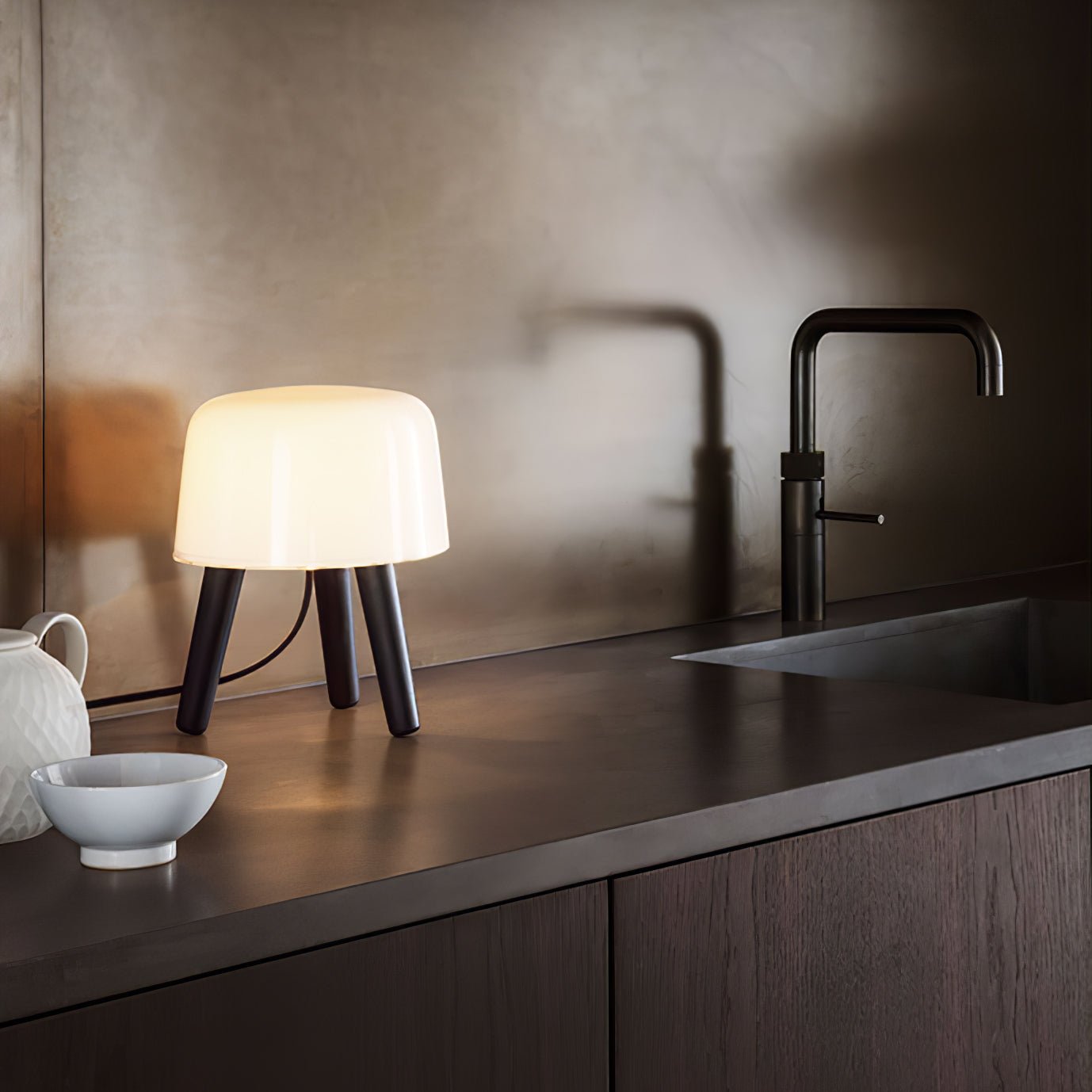 GlowPod Wood Milk Table Lamp-Neutral Decor