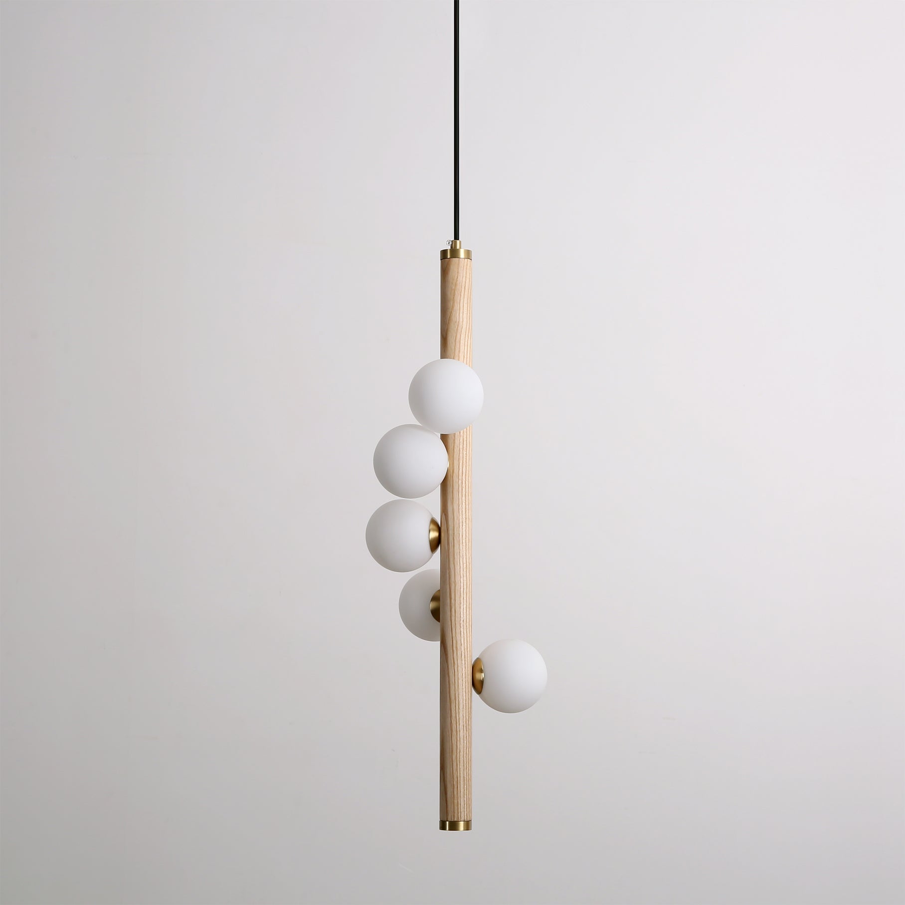 Another angle of the pendant light in a home interior.