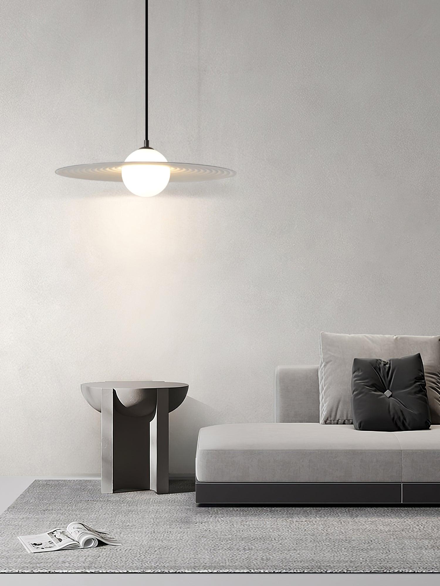 Lustra Pendant Light PE LED Plate White and Black-Neutral Decor