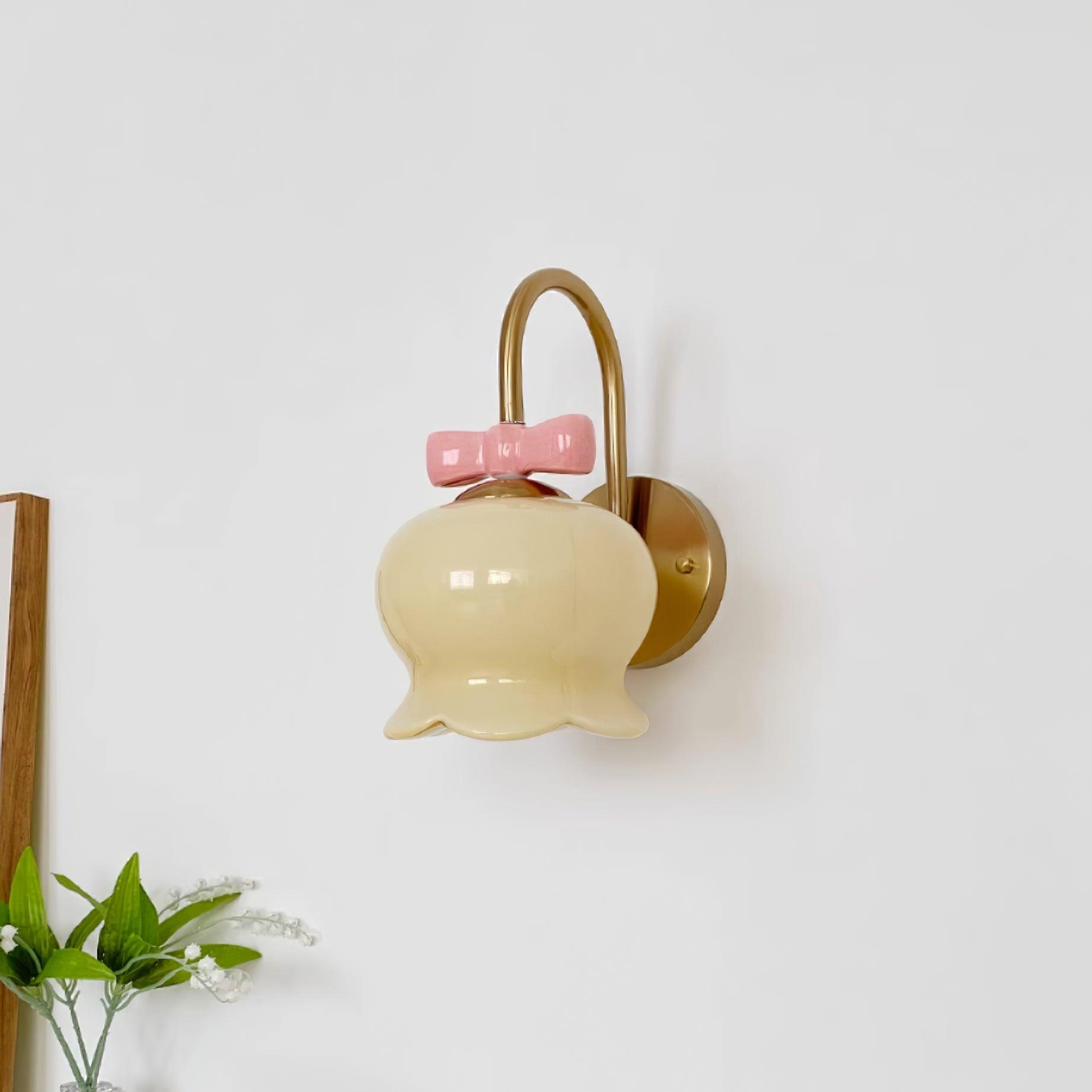 Wall Lamp Bow Accent Bell Glass Shade Playful Modern Kids Room