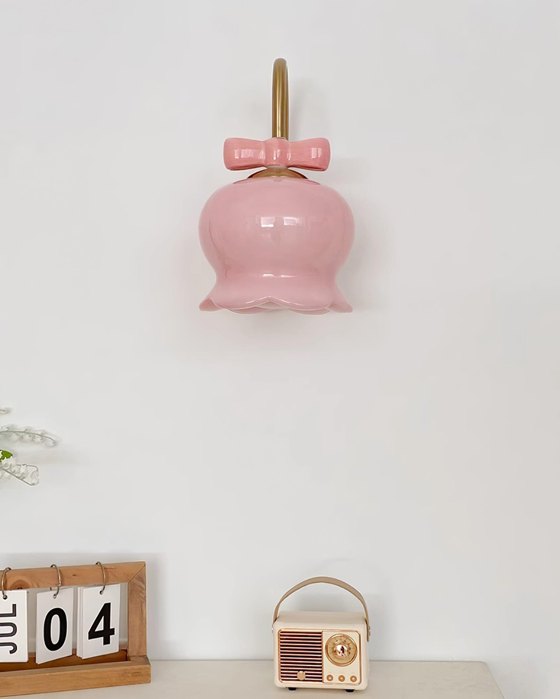 Wall Lamp Bow Accent Bell Glass Shade Playful Modern Kids Room