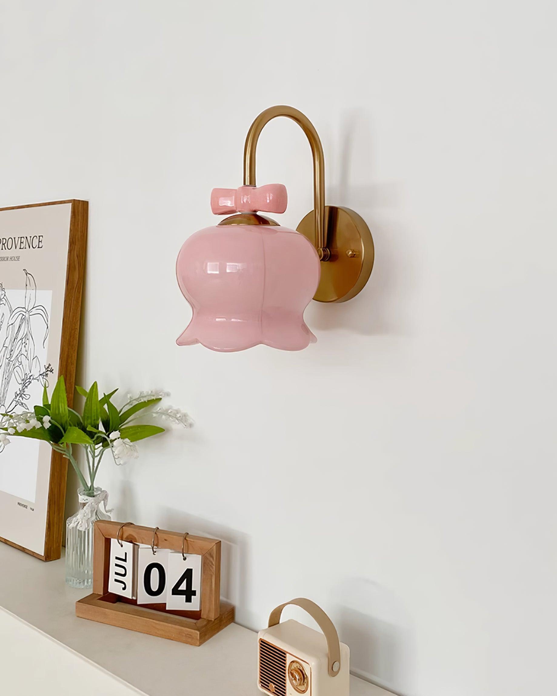 Wall Lamp Bow Accent Bell Glass Shade Playful Modern Kids Room