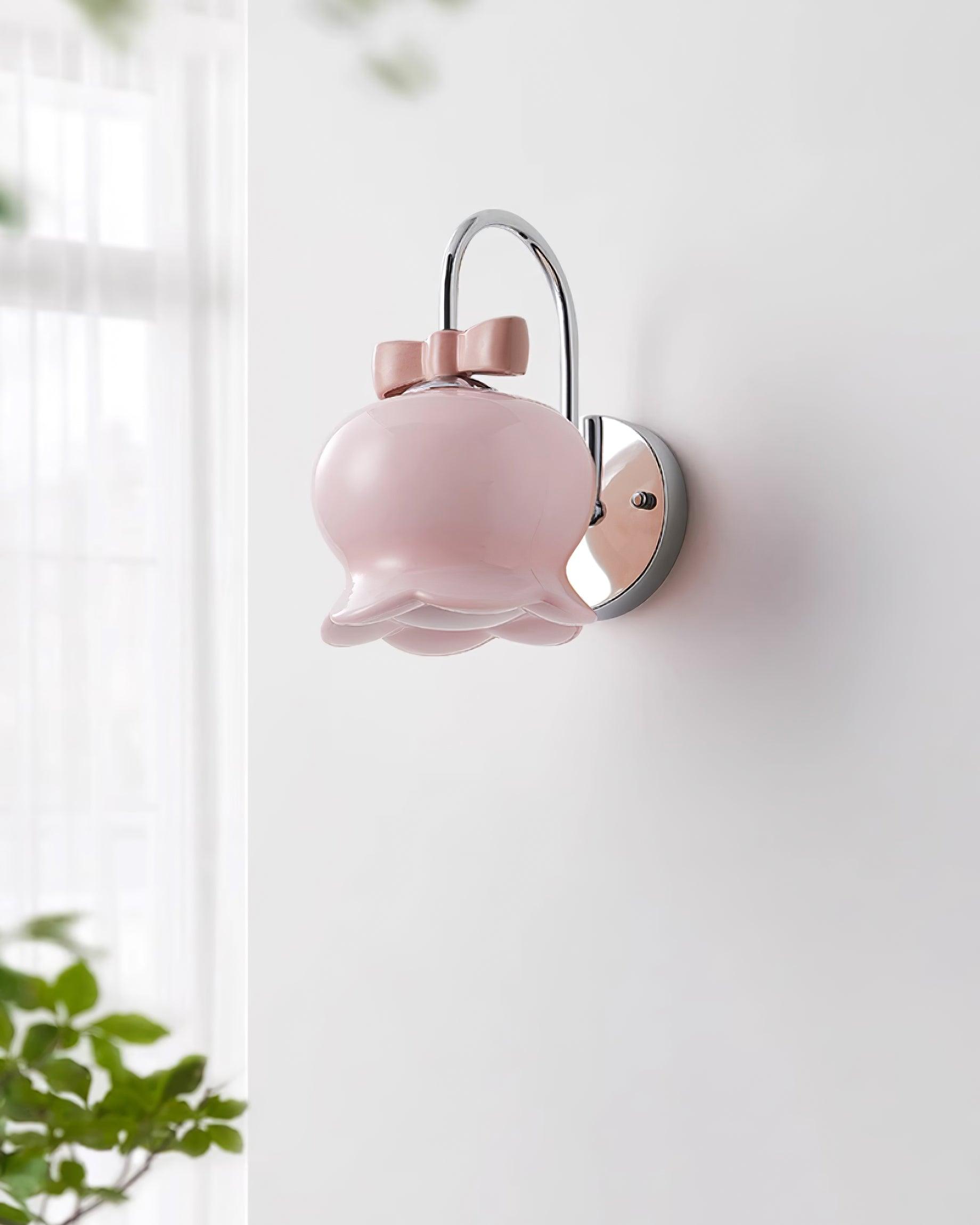 Wall Lamp Bow Accent Bell Glass Shade Playful Modern Kids Room