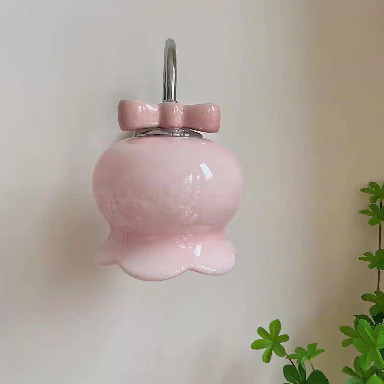 Wall Lamp Bow Accent Bell Glass Shade Playful Modern Kids Room