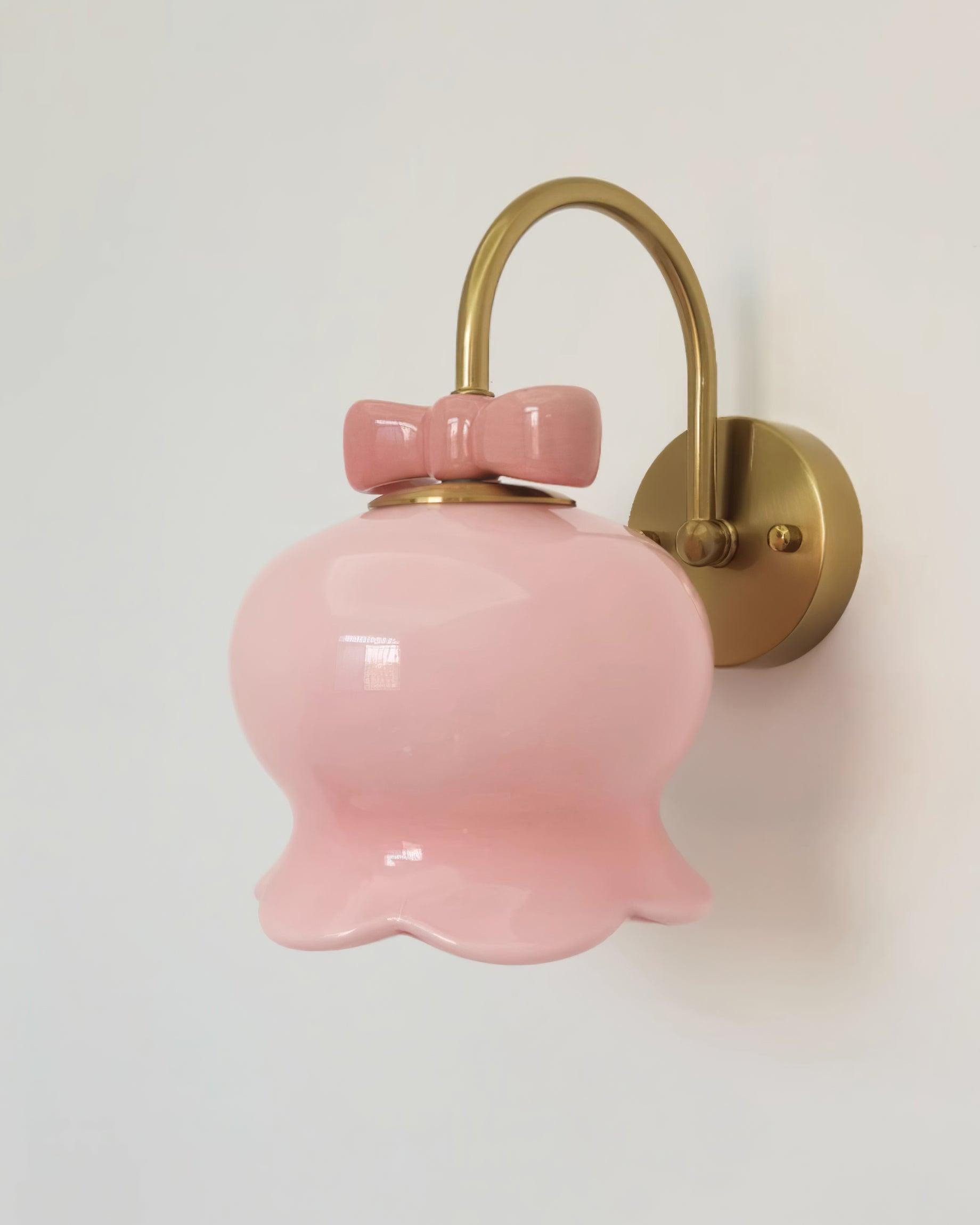 Wall Lamp Bow Accent Bell Glass Shade Playful Modern Kids Room