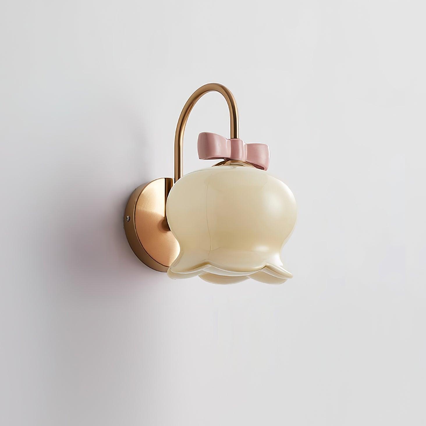 Wall Lamp Bow Accent Bell Glass Shade Playful Modern Kids Room