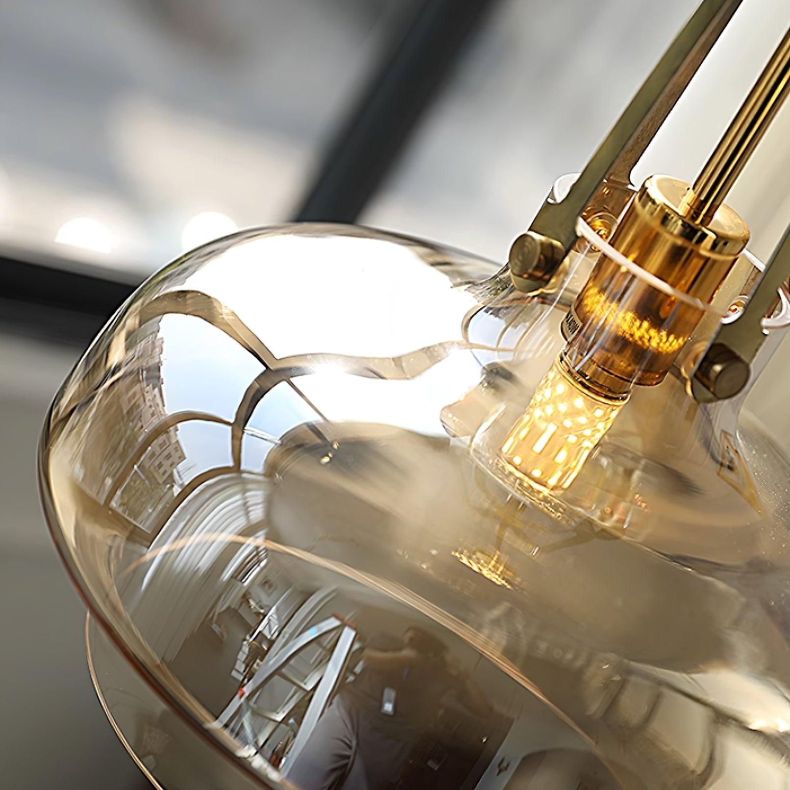 Aurelin Amber Glass Pendant Light with Brass Fittings