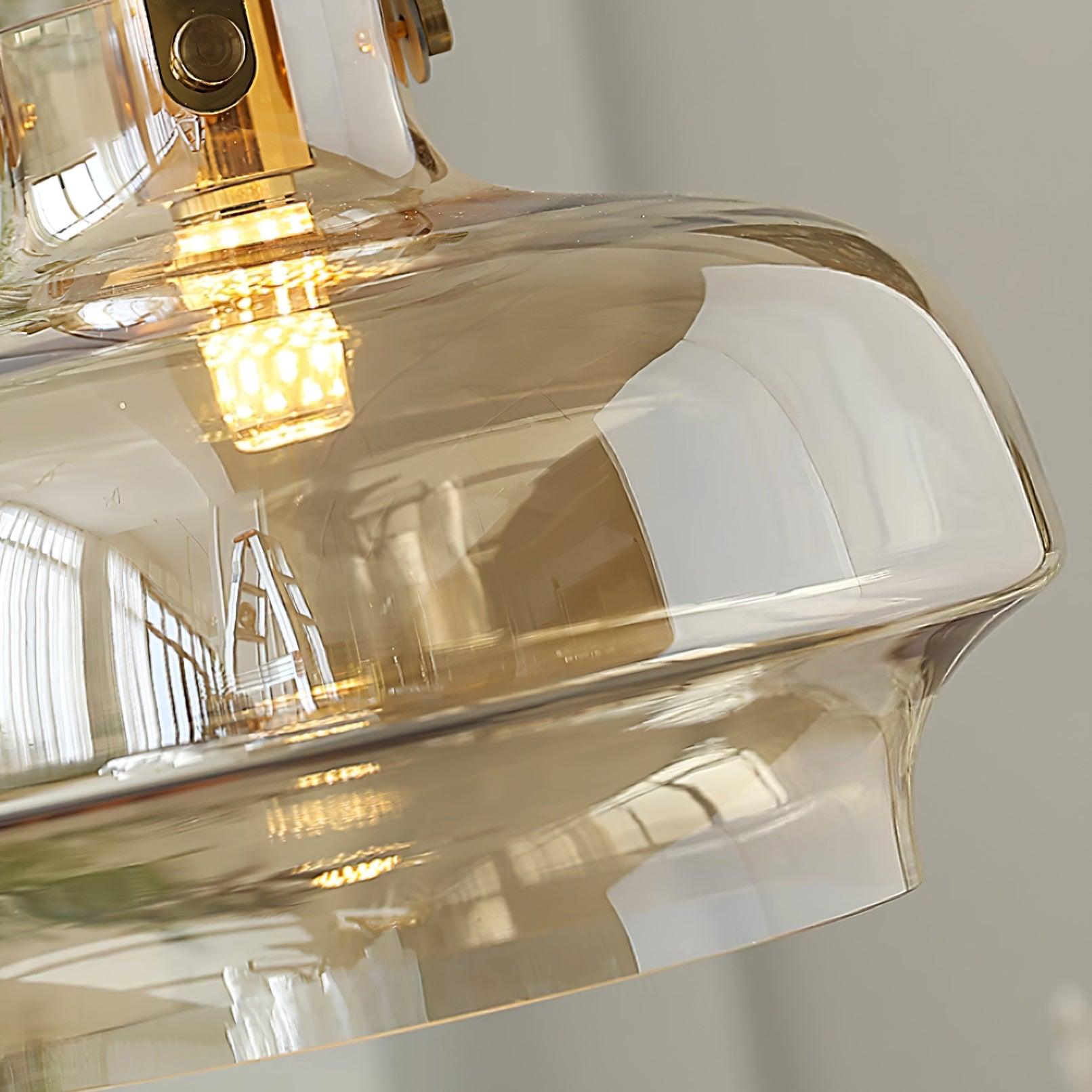 Aurelin Amber Glass Pendant Light with Brass Fittings