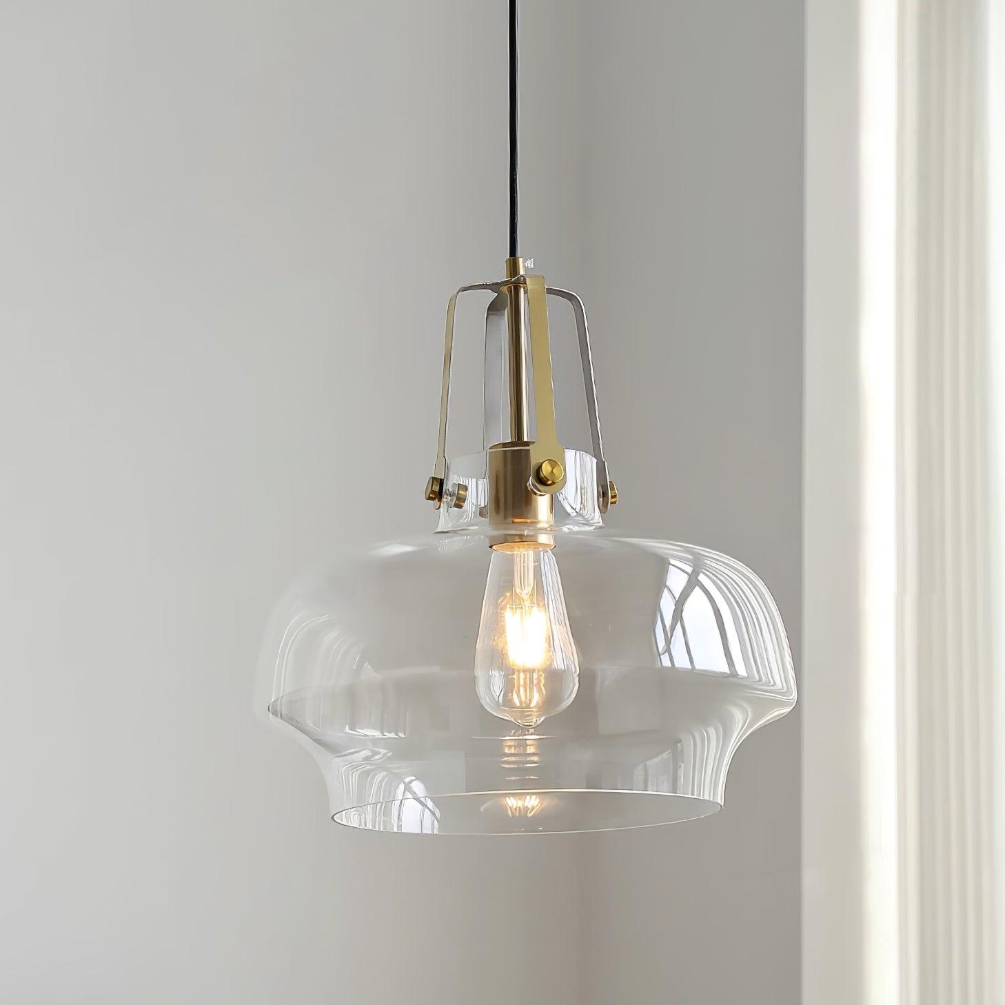 Aurelin Amber Glass Pendant Light with Brass Fittings