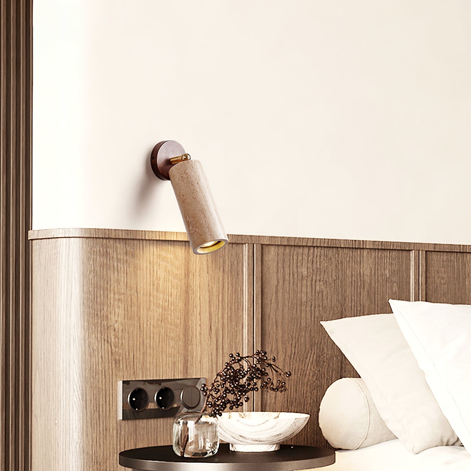 Kalem Minimalist Travertine Wall Light-Neutral Decor