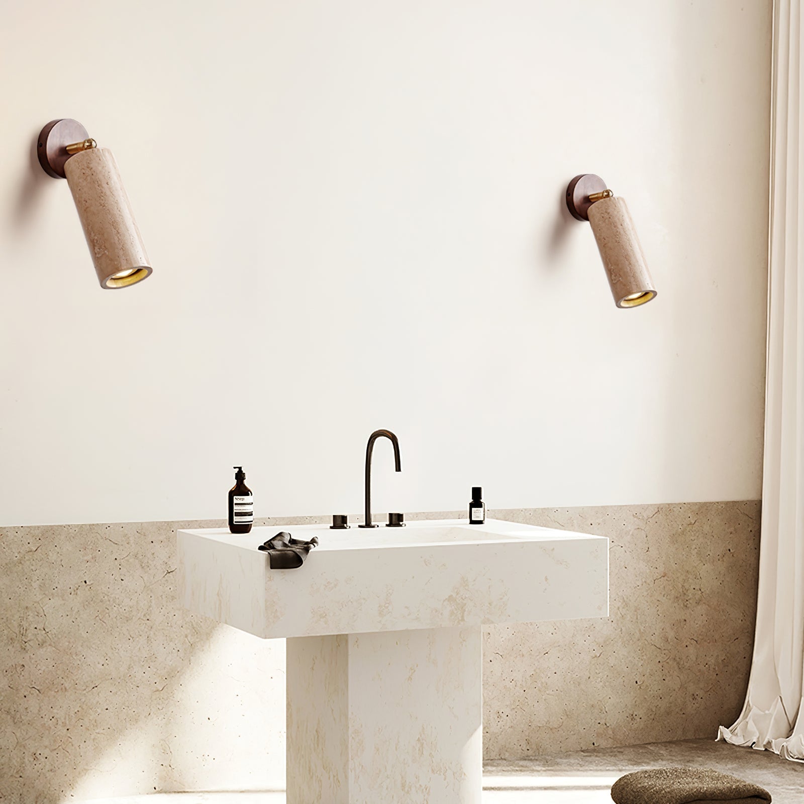 Kalem Minimalist Travertine Wall Light-Neutral Decor