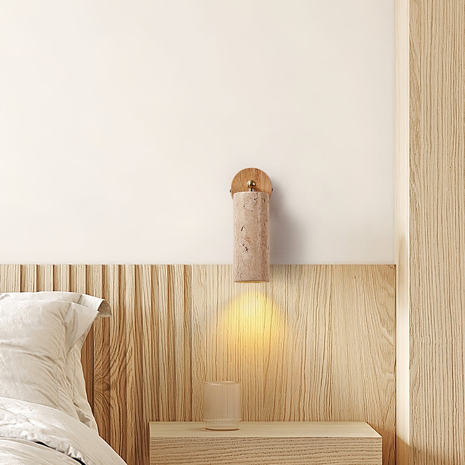 Kalem Minimalist Travertine Wall Light-Neutral Decor