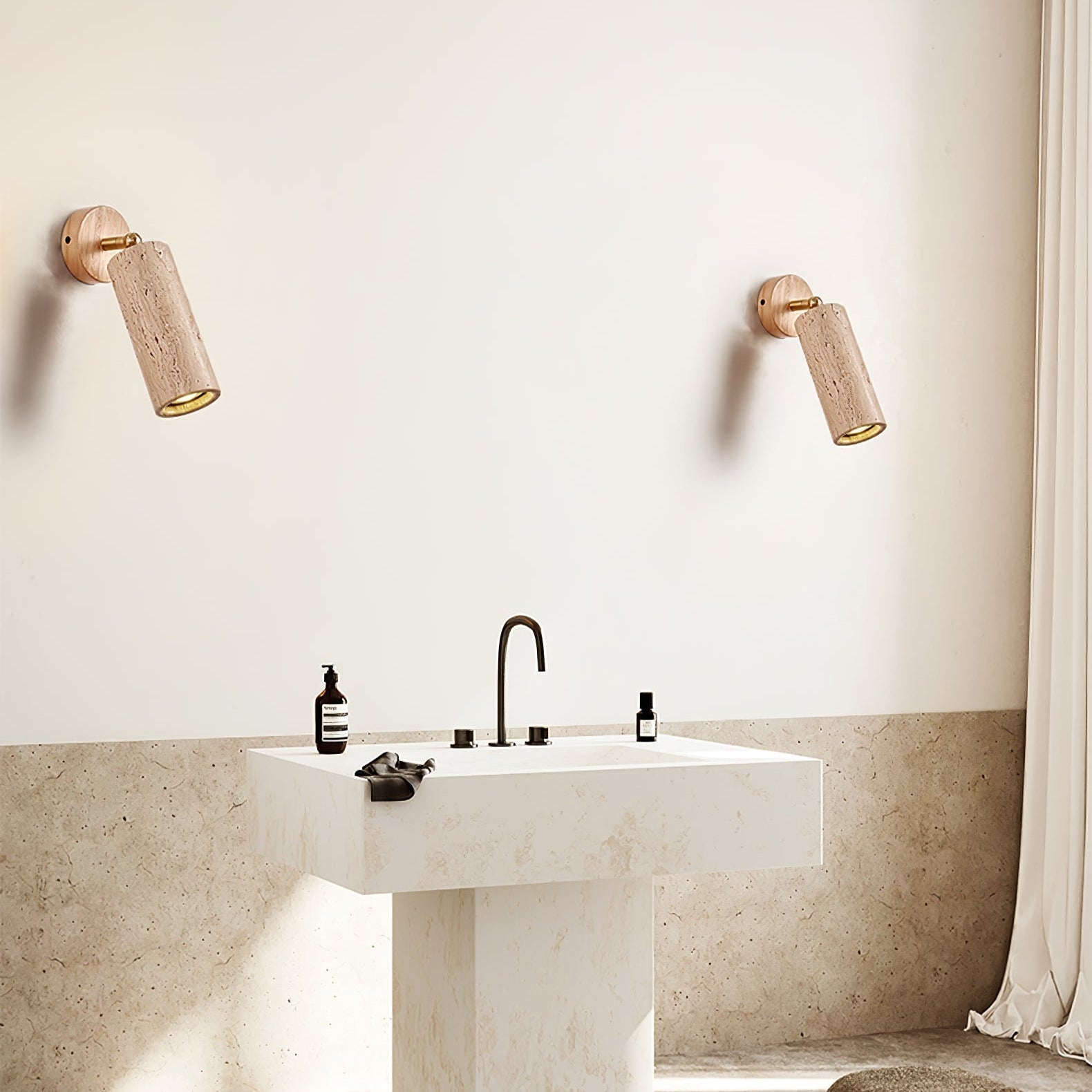 Kalem Minimalist Travertine Wall Light-Neutral Decor