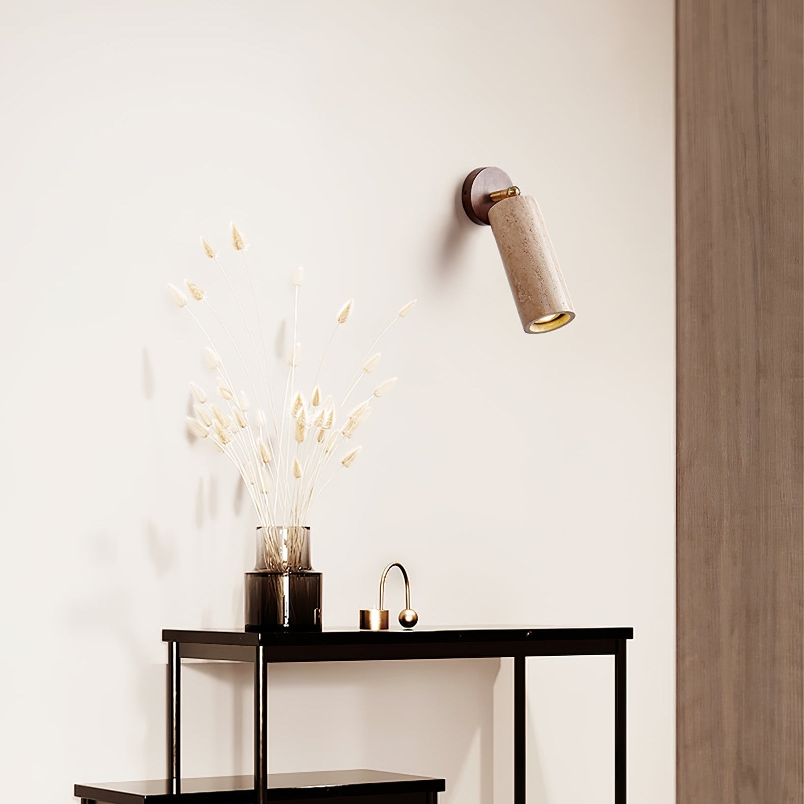 Kalem Minimalist Travertine Wall Light-Neutral Decor