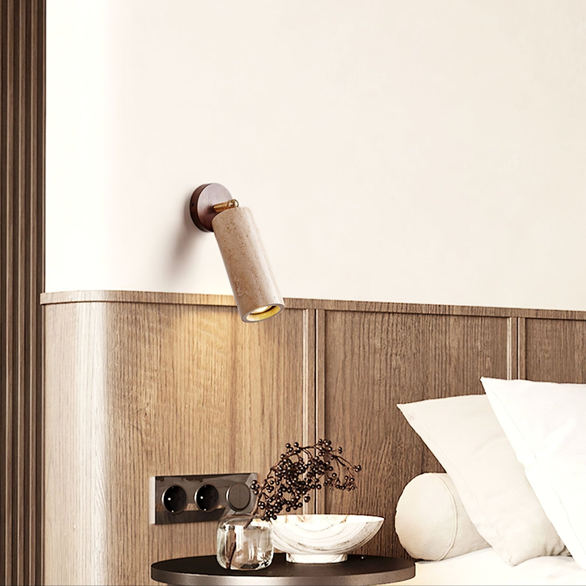 Kalem Minimalist Travertine Wall Light-Neutral Decor