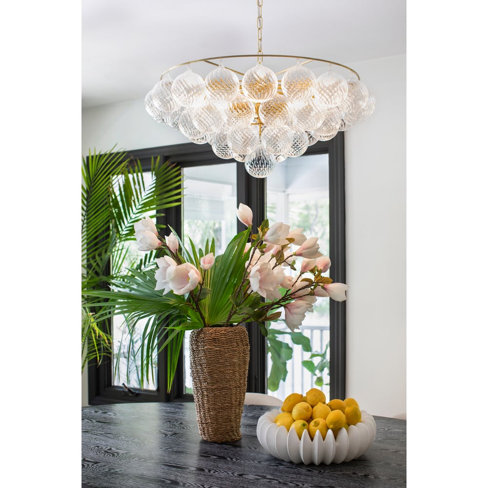 Aurora Chandelier Clear Glass Globe Aged Brass Elegant-Neutral Decor