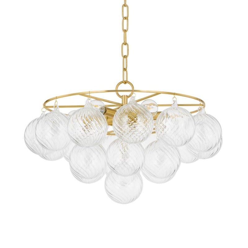 Aurora Chandelier Clear Glass Globe Aged Brass Elegant-Neutral Decor