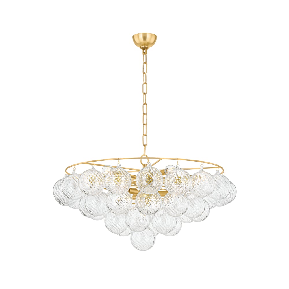 Aurora Chandelier Clear Glass Globe Aged Brass Elegant-Neutral Decor
