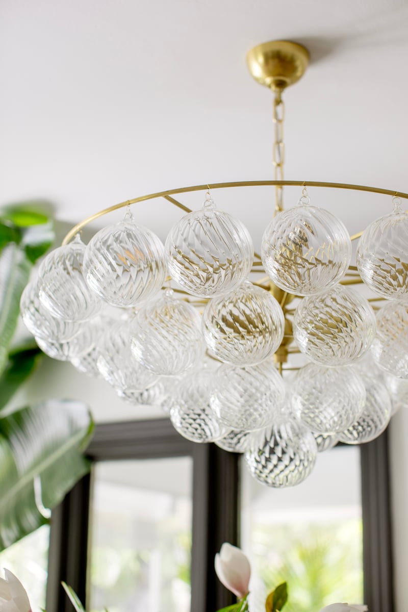 Aurora Chandelier Clear Glass Globe Aged Brass Elegant-Neutral Decor