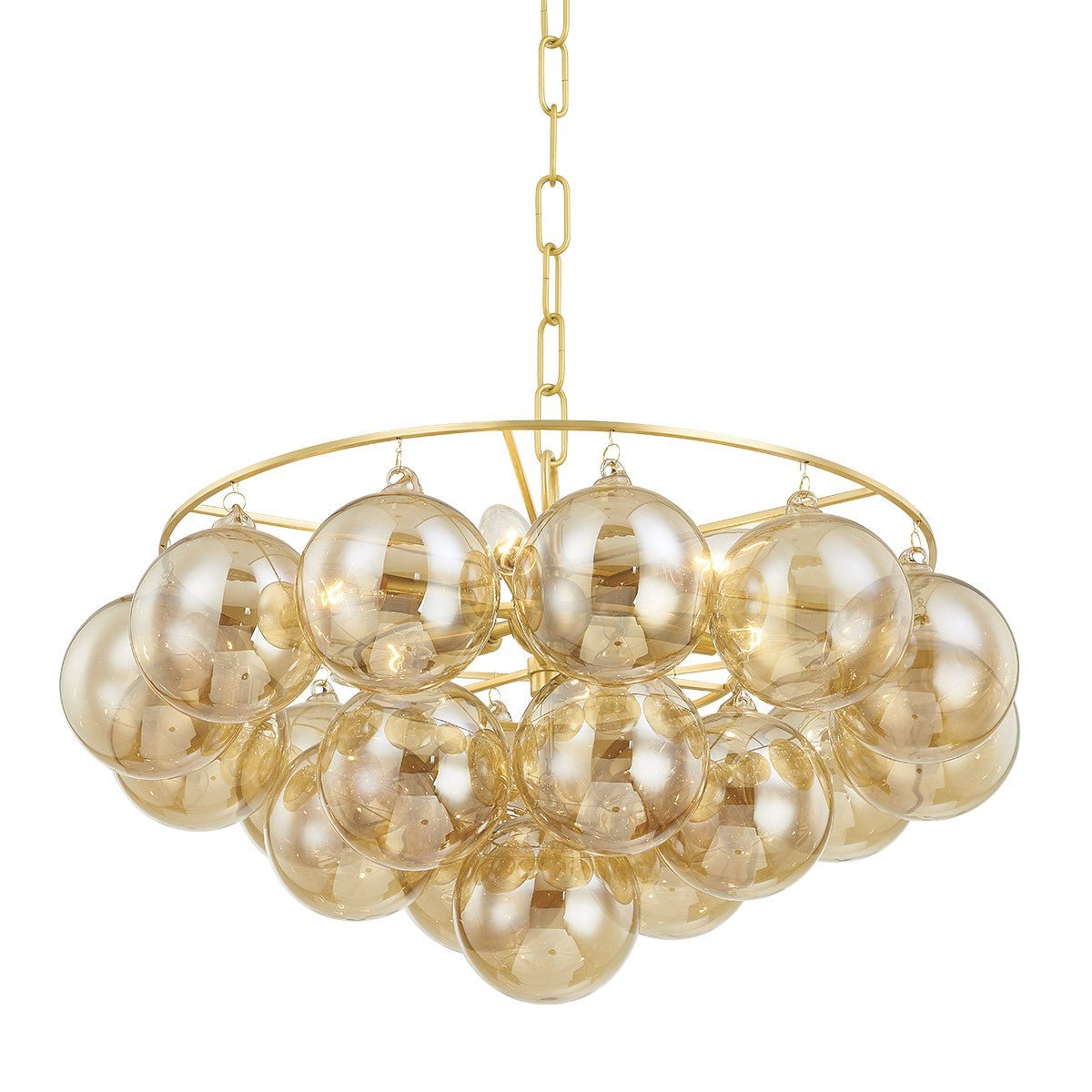Aurora Chandelier Clear Glass Globe Aged Brass Elegant-Neutral Decor