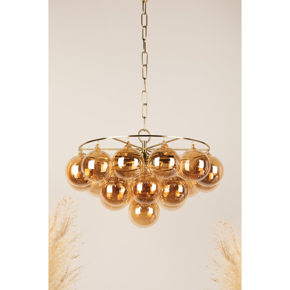 Aurora Chandelier Clear Glass Globe Aged Brass Elegant-Neutral Decor