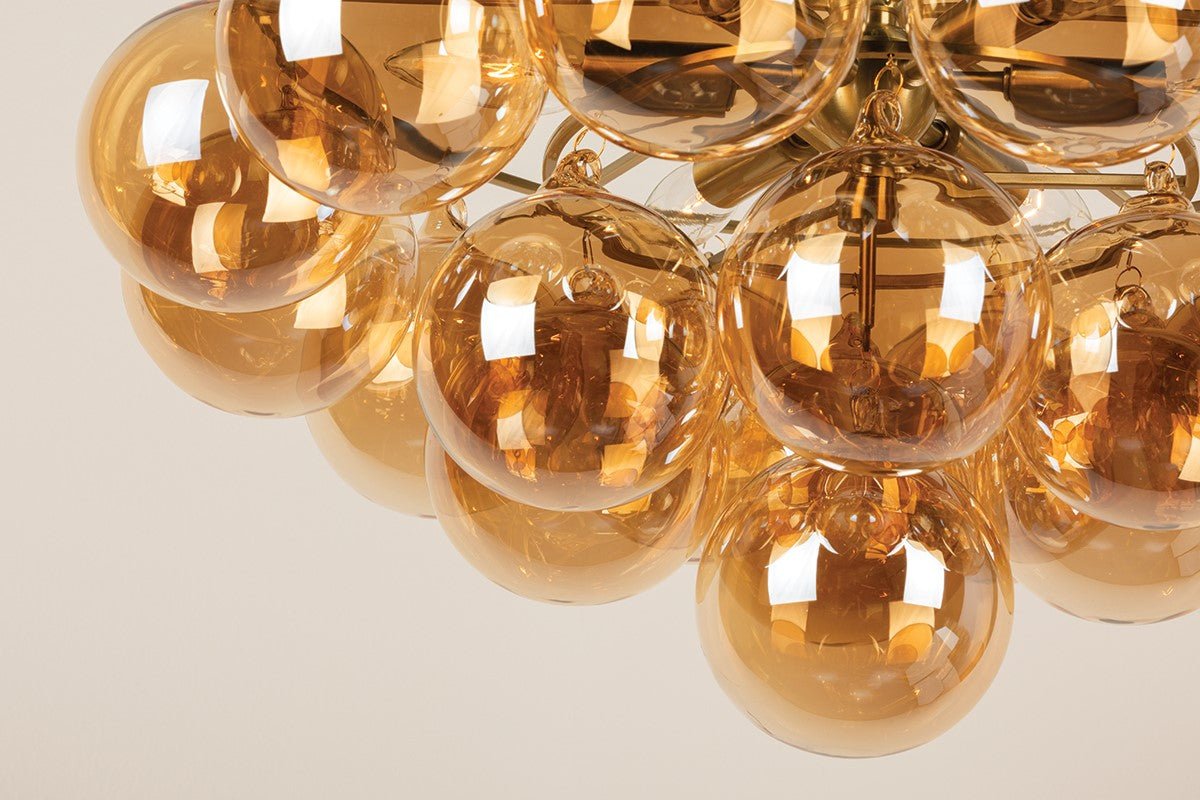 Aurora Chandelier Clear Glass Globe Aged Brass Elegant-Neutral Decor