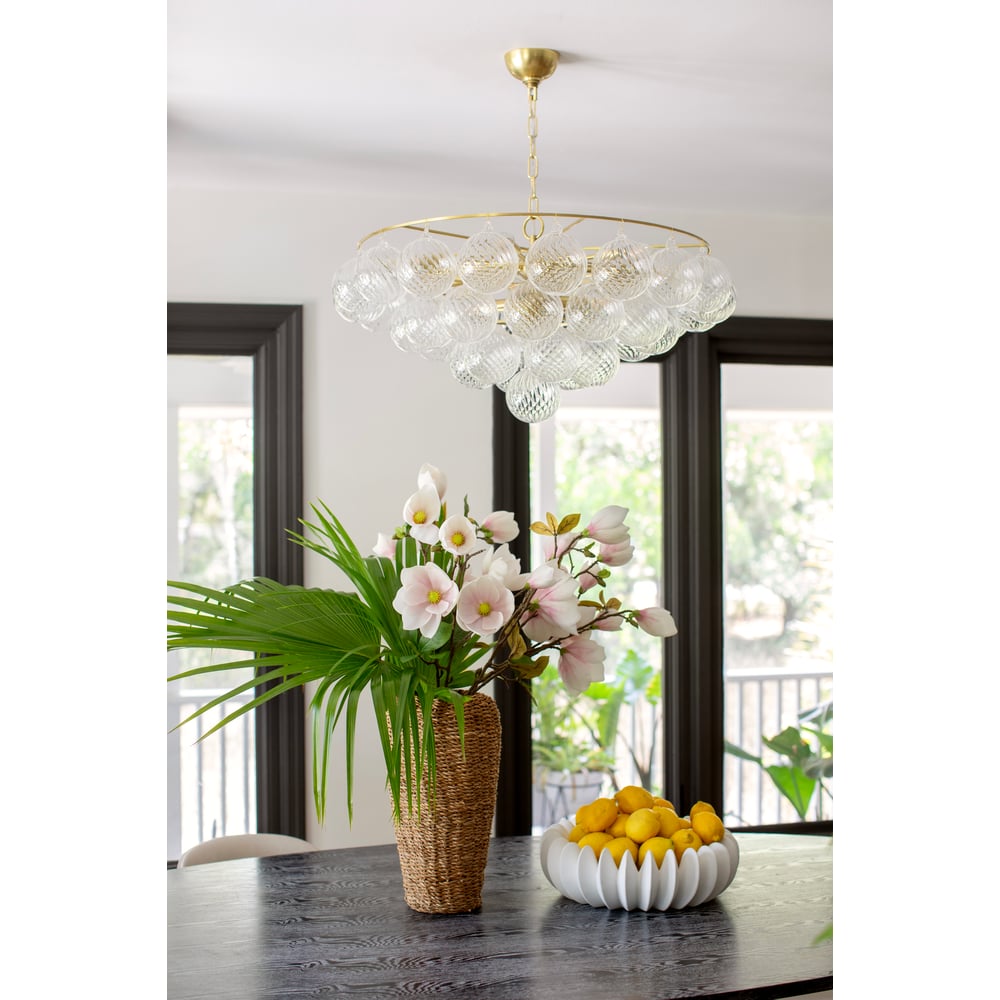 Aurora Chandelier Clear Glass Globe Aged Brass Elegant-Neutral Decor