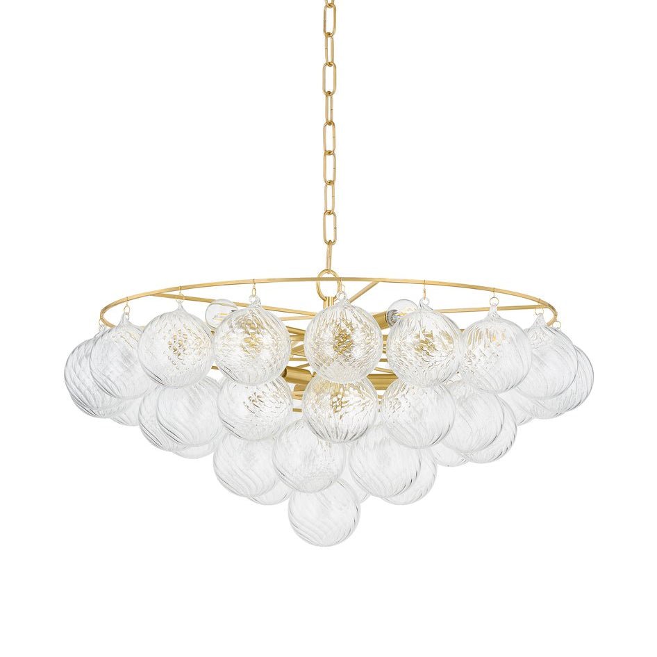 Aurora Chandelier Clear Glass Globe Aged Brass Elegant-Neutral Decor