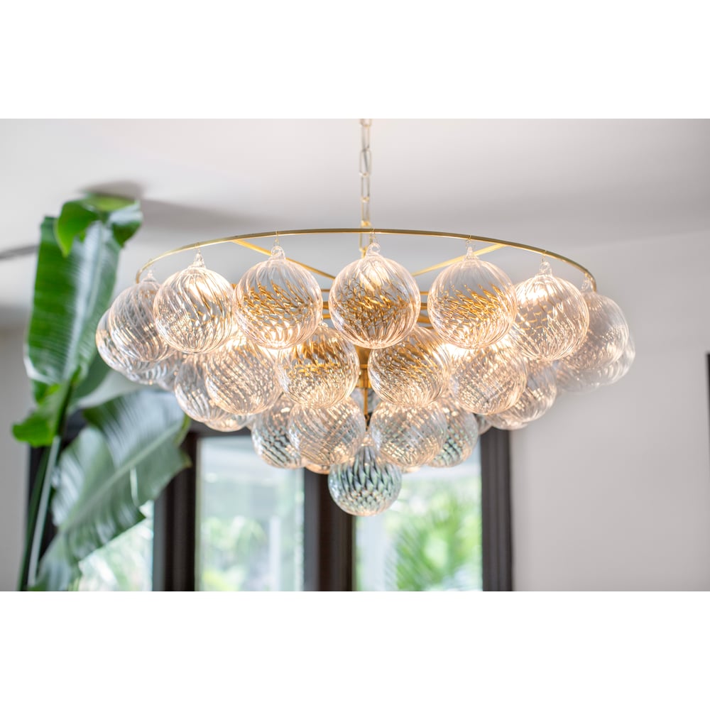Aurora Chandelier Clear Glass Globe Aged Brass Elegant-Neutral Decor
