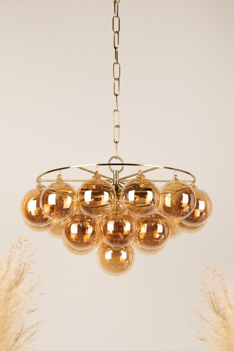 Aurora Chandelier Clear Glass Globe Aged Brass Elegant-Neutral Decor