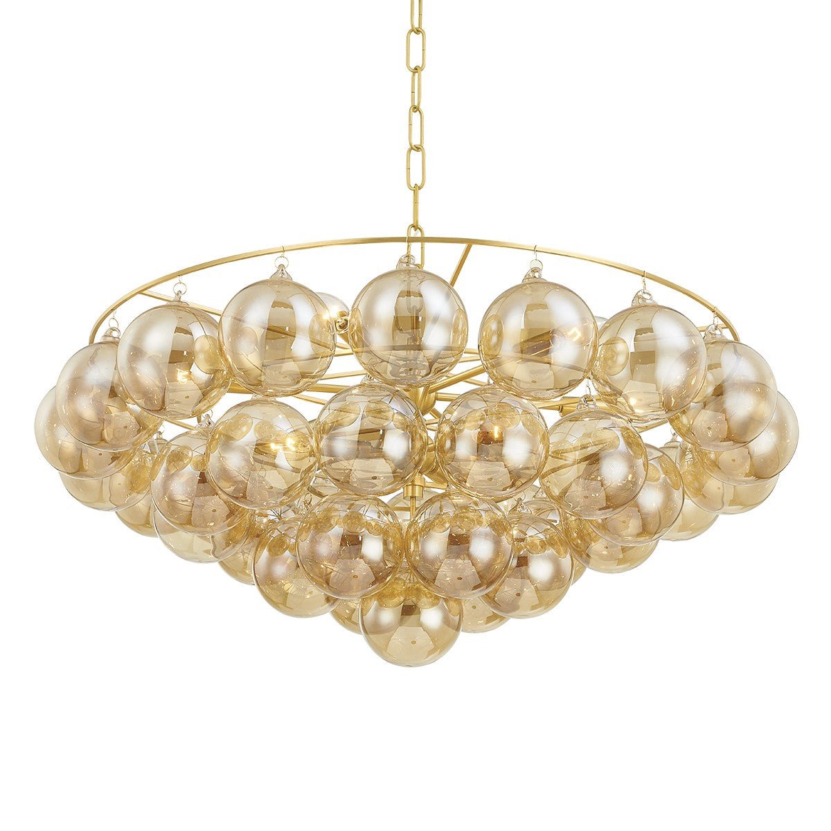Aurora Chandelier Clear Glass Globe Aged Brass Elegant-Neutral Decor