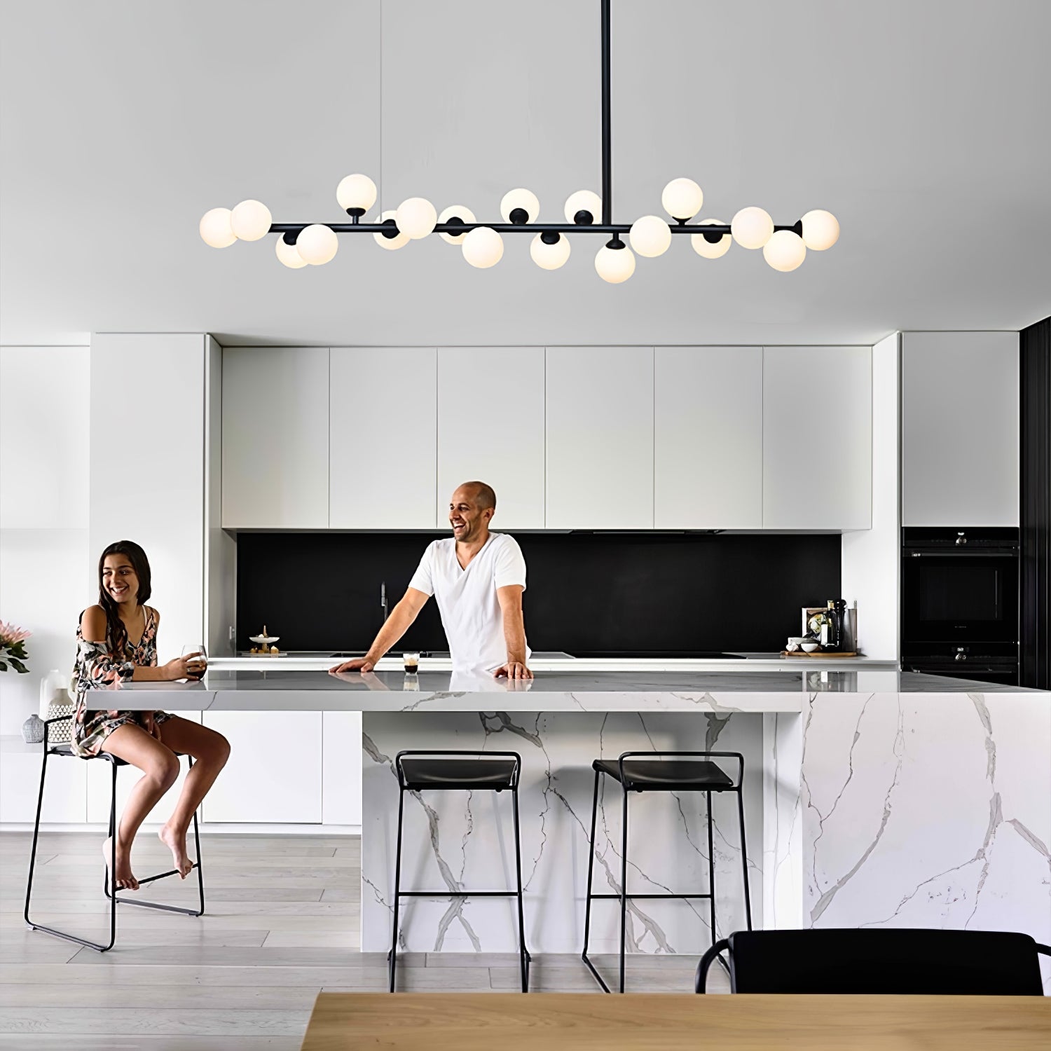 Lumiray Black Linear Globe Pendant Light-Neutral Decor