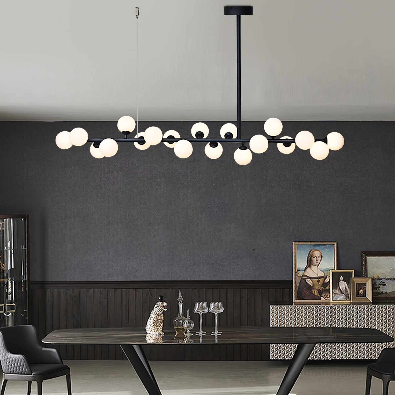 Lumiray Black Linear Globe Pendant Light-Neutral Decor