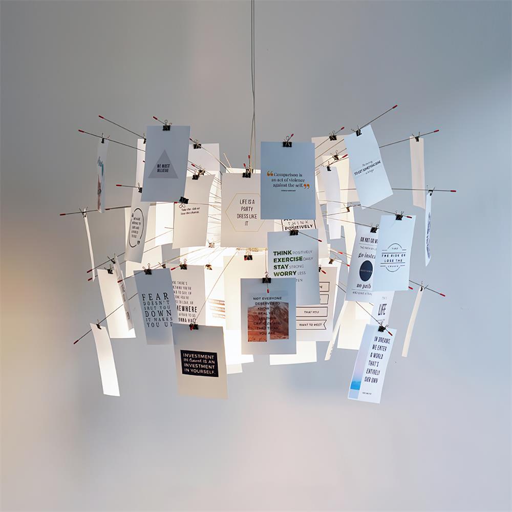 Chandelier Paper and Metal Colorful White Cards Whimsical Modern