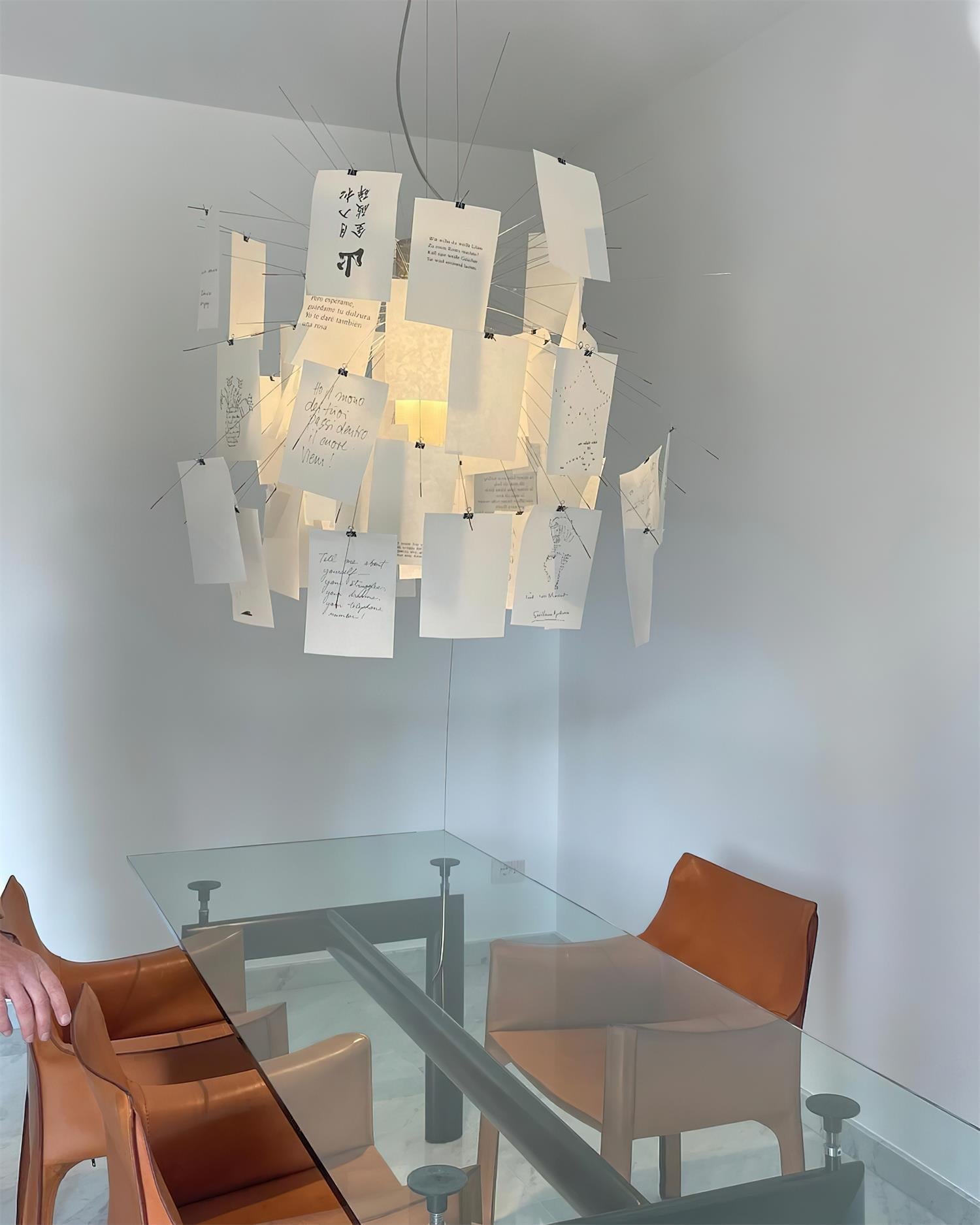 Chandelier Paper and Metal Colorful White Cards Whimsical Modern