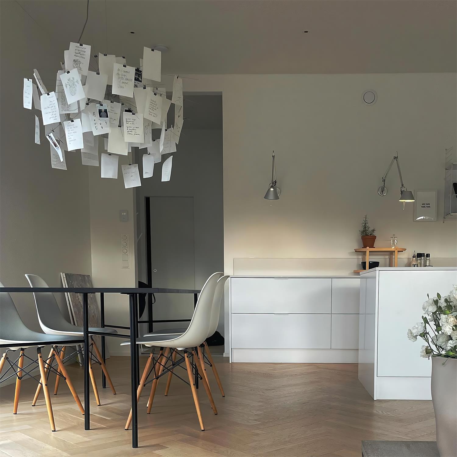 Chandelier Paper and Metal Colorful White Cards Whimsical Modern