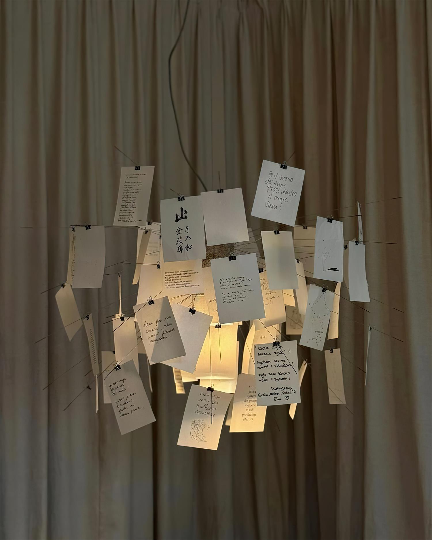 Chandelier Paper and Metal Colorful White Cards Whimsical Modern