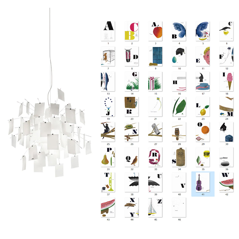 Chandelier Paper and Metal Colorful White Cards Whimsical Modern