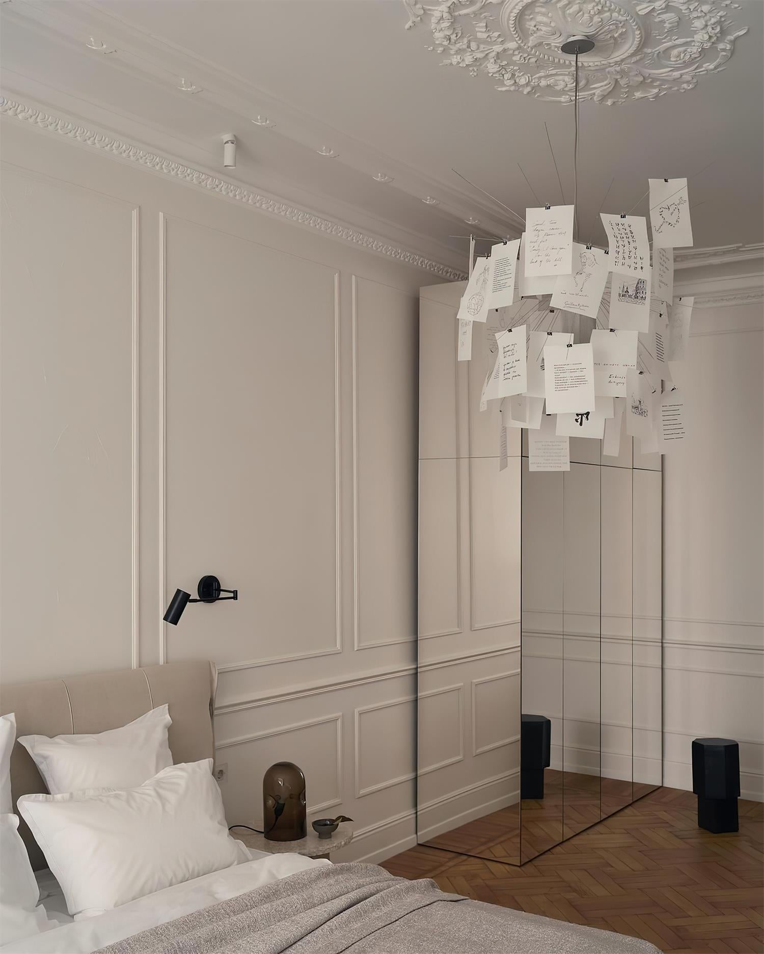 Chandelier Paper and Metal Colorful White Cards Whimsical Modern