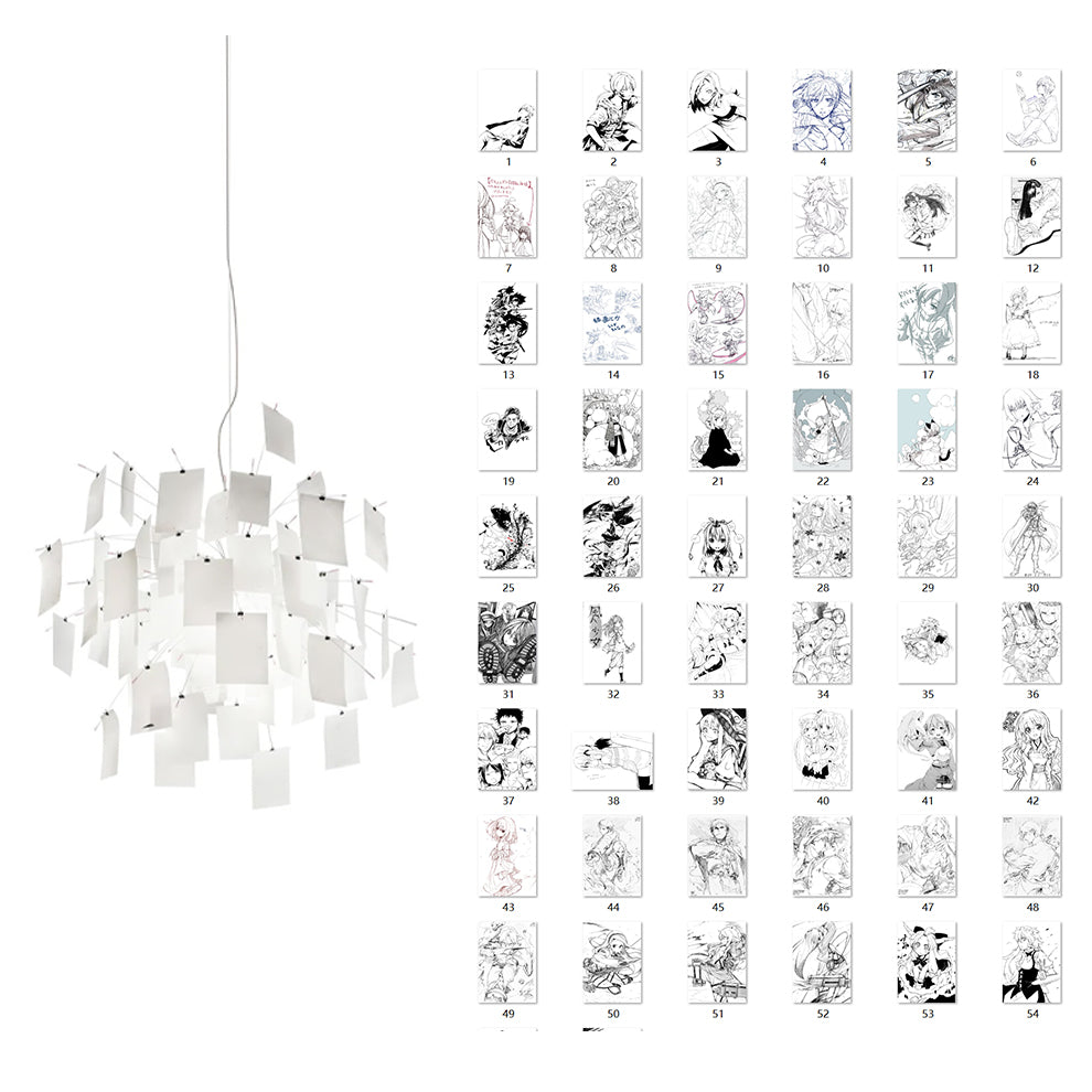 Chandelier Paper and Metal Colorful White Cards Whimsical Modern