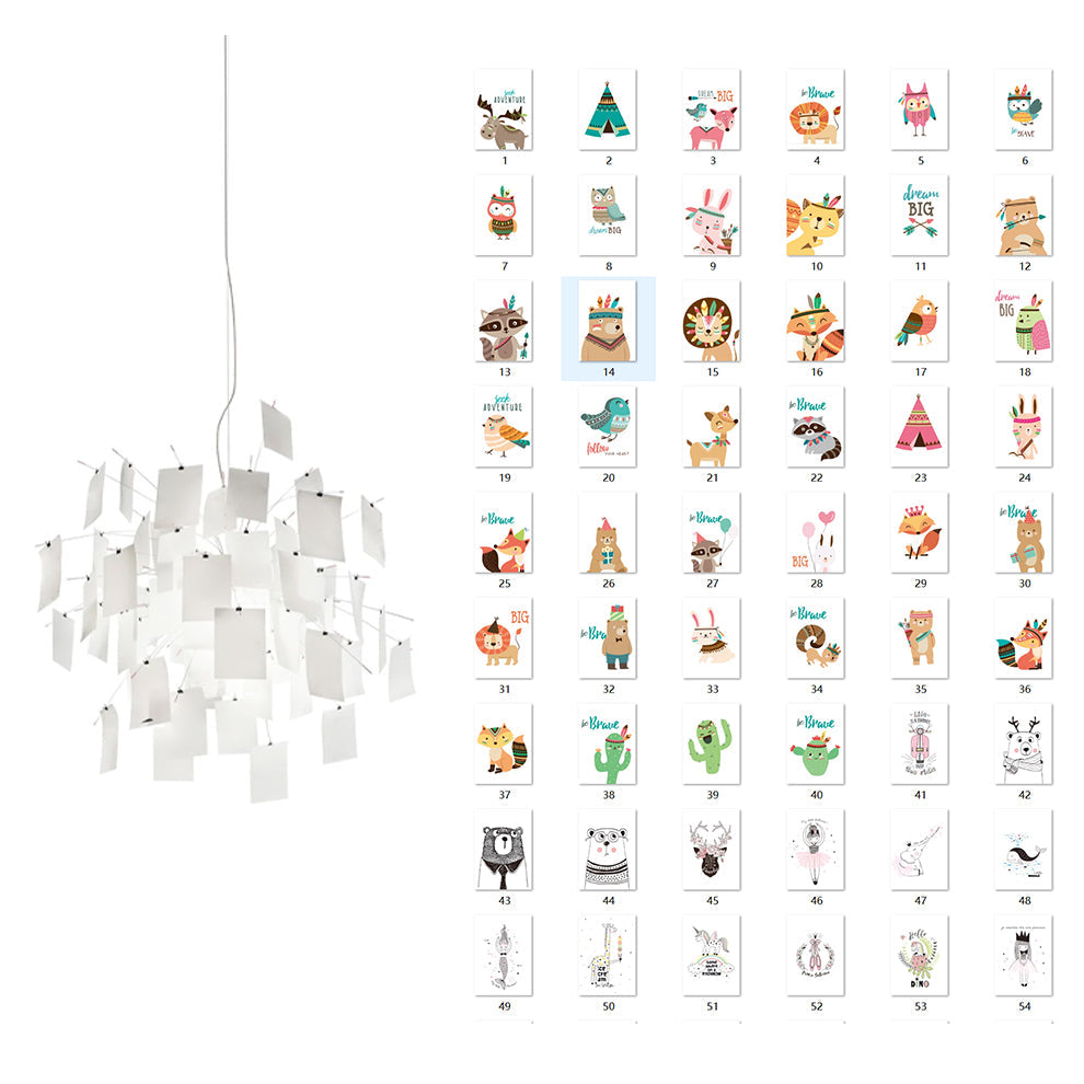Chandelier Paper and Metal Colorful White Cards Whimsical Modern