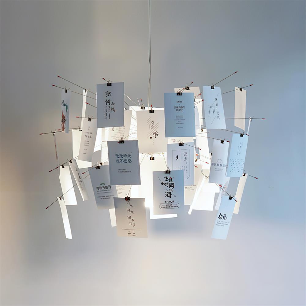 Chandelier Paper and Metal Colorful White Cards Whimsical Modern