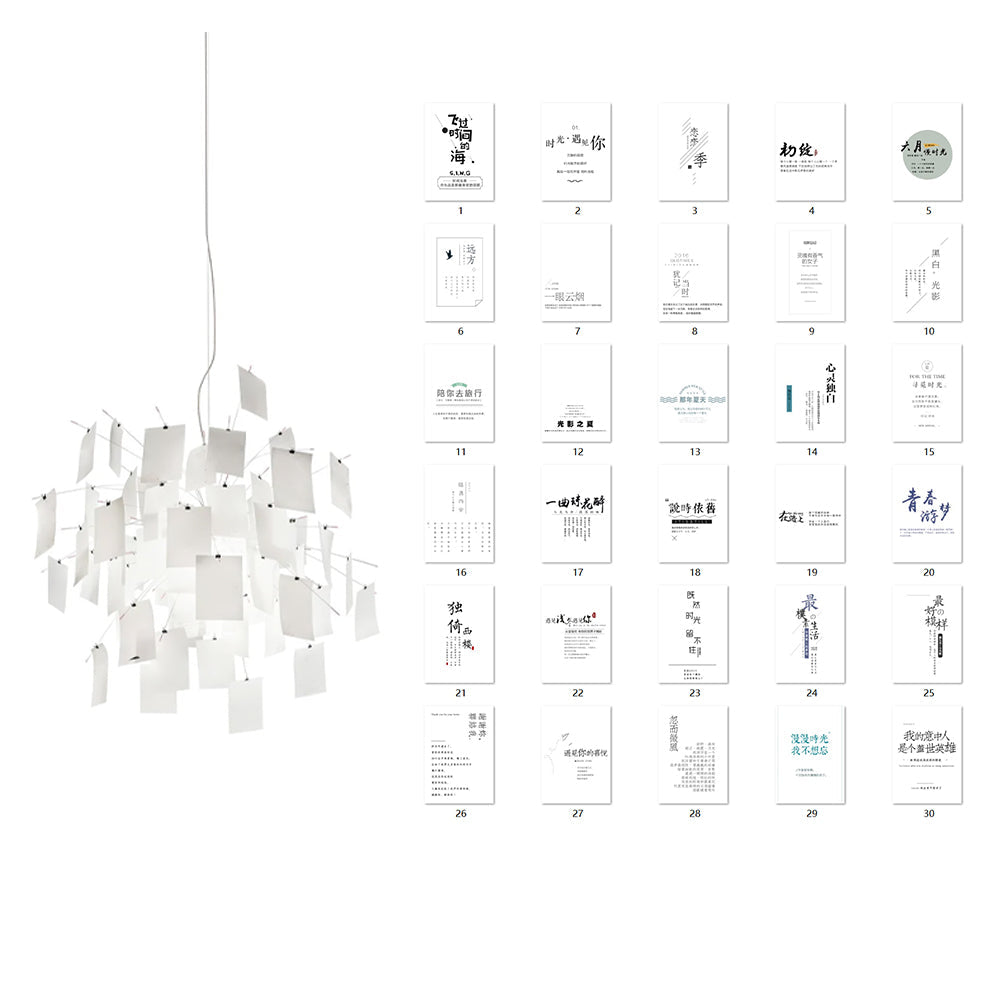 Chandelier Paper and Metal Colorful White Cards Whimsical Modern